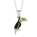 Enameled sterling silver pendant necklace, 'Colorful Toucan' - Enameled Sterling Silver Costa Rican Toucan Pendant Necklace