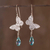 Sterling silver dangle earrings, 'Iridescent Butterfly' - Sterling Silver Butterfly' Earrings with Blue Cubic Zirconia (image 2) thumbail
