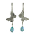 Sterling silver dangle earrings, 'Iridescent Butterfly' - Sterling Silver Butterfly' Earrings with Blue Cubic Zirconia thumbail