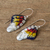 Enameled copper dangle earrings, 'Butterfly Fantasy' - Enameled Sterling Silver Costa Rican Macaw Earrings (image 2b) thumbail