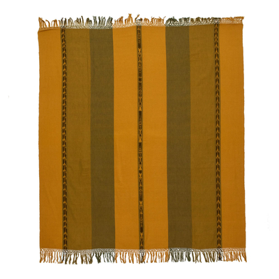 Cotton tablecloth, 'Coban colours' - Amber and Olive Cotton Tablecloth
