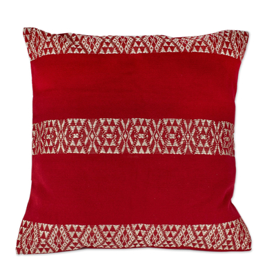 Hand Loomed Red Cotton Cushion Cover
