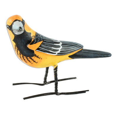 Handcrafted Posable Ceramic Spot-Breasted Oriole Figurine