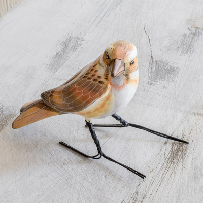 Keramikfigur - Guatemala handgefertigte rustikale Wimpelvogel-Vogelfigur aus Keramik