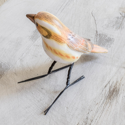 Keramikfigur - Guatemala handgefertigte rustikale Wimpelvogel-Vogelfigur aus Keramik