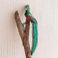 Ceramic figurine, 'Resplendent Quetzal' - Guatemala Handcrafted Ceramic Quetzal Bird Figurine