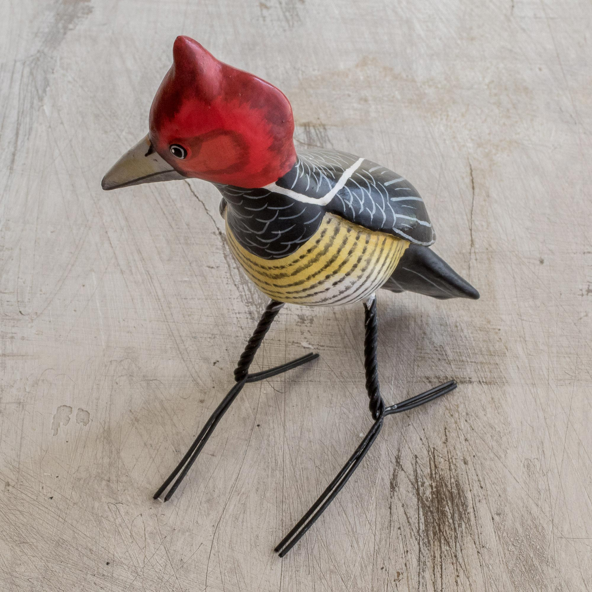 Handcrafted Posable Ceramic Helmeted Woodpecker Figurine - Helmeted ...