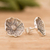 Sterling silver button earrings, 'Wayside Blossom' - Wildflower Sterling Silver Button Earrings (image 2b) thumbail