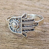 Sterling silver cocktail ring, 'Fatima's Hand'