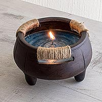 Ceramic jar candle, 'Turquoise Sea'