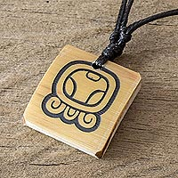 Bamboo pendant necklace, 'Mayan Wisdom'