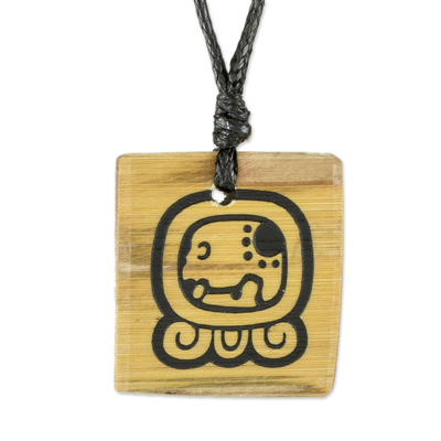 Bamboo Pendant Necklace with Etched Glyph