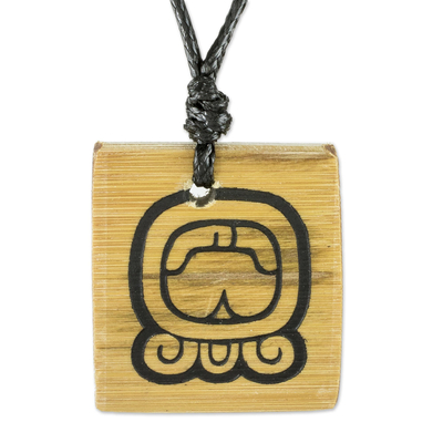 Mayan Glyph Bamboo Pendant Necklace