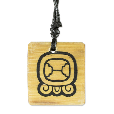 Bamboo Pendant Necklace with the Mayan Strength Glyph