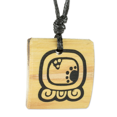Bamboo Pendant Necklace with the Mayan Abundance Glyph