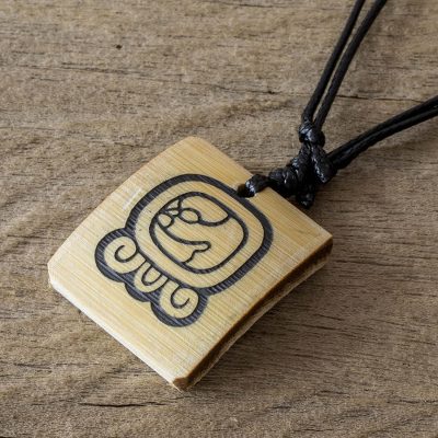 Bamboo Pendant Necklace With The Mayan Owl Glyph Nahual Novica - Mayan Glyph Pendant