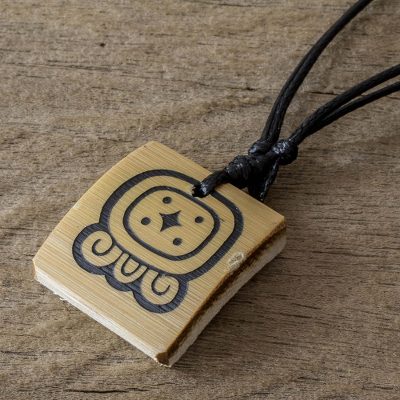 Bamboo Pendant Necklace With The Maya Seed Of Creation Glyph Novica - Mayan Glyph Pendant