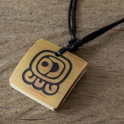 Bamboo Pendant Necklace With The Mayan Sun S Energy Glyph Novica - Mayan Glyph Pendant