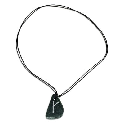 Jade pendant necklace, 'Rune Kaun' - Unique Hand Carved Jade Rune Necklace