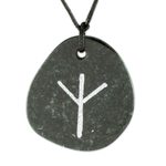 Jade pendant necklace, 'Rune Algiz' - Algiz Rune Dark Green Jade Pendant Necklace