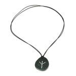 Jade pendant necklace, 'Rune Algiz' - Algiz Rune Dark Green Jade Pendant Necklace