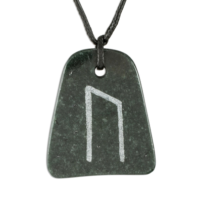 Uruz Rune Unisex Jade Pendant Necklace