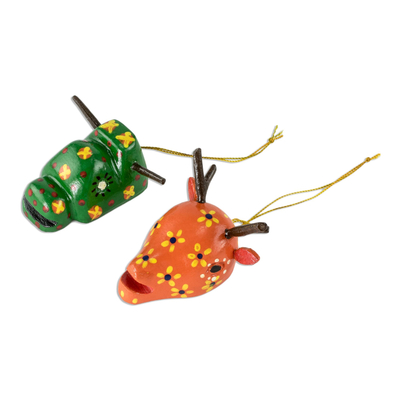 Wood ornaments, 'Colorful Animals' (set of 6) - Hand Crafted Animal Ornaments from Guatemala (Set of 6)