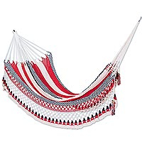 Cotton rope hammock, 'Patriot' (single)