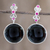 Jade dangle earrings, 'Stunning Combination' - Dangle Earrings with Black Jade and Sterling Silver thumbail