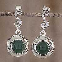 Jade dangle earrings, 'Simply Sublime' - Green Jade Dangle Earrings in Sterling Silver