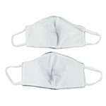 Cotton face masks, 'Patience and Hope' (pair) - 2 Handwoven 3-Layer Masks in Stripe & Solid Blue Cotton