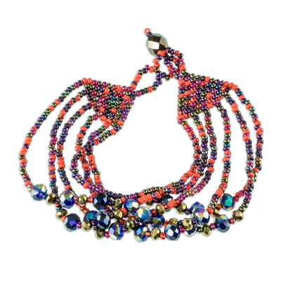 Beaded wristband bracelet, 'Fiesta in Solola' - Multicolored Beaded Multi-Strand Bracelet
