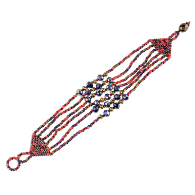 Perlenarmband-Armband, 'Fiesta in Solola'. - Mehrfarbiges perlenbesetztes Mehrstrang-Armband