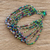 Beaded wristband bracelet, 'Fiesta in Izabal' - Green and Purple Bracelet with Crystal and Glass Beads thumbail