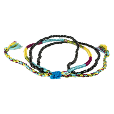 Beaded wristband bracelet, 'Alegria' - Adjustable Multicolored Beaded Wristband Bracelet