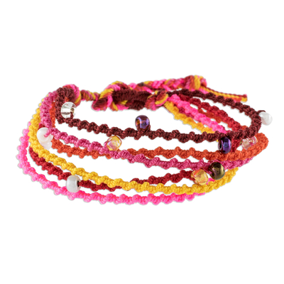Colorful Macrame Bracelet with Glass Beads