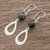 Jade dangle earrings, 'Subtlety in Dark Green' - Dark Green Jade and Sterling Silver Dangle Earrings (image 2b) thumbail