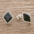 Jade stud earrings, 'Dark Green Diamond' - Sterling Silver Stud Earrings with Very Dark Green Jade Diam