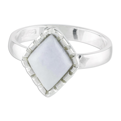 Sterling Silver Ring with a Lilac Jade Diamond