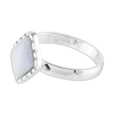 Jade cocktail ring, 'Lilac Diamond' - Sterling Silver Ring with a Lilac Jade Diamond