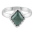 Jade cocktail ring, 'Princess Green Diamond' - Sterling Silver Ring with a Princess Green Jade Diamond
