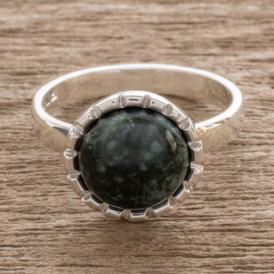 Sterling Silver Ring with Green Obsidian | localcharm