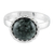 Jade cocktail ring, 'Dark Green Moon' - Sterling Silver Ring with a Very Dark Green Jade Circle