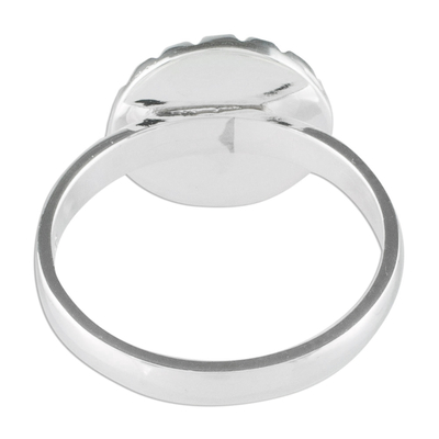 Jade-Cocktailring - Ring aus Sterlingsilber mit einem fliederfarbenen Jadekreis