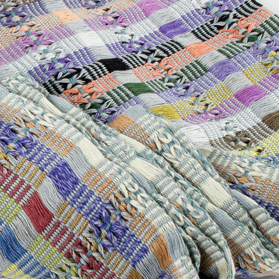 Cotton scarf, 'Colorful Gumdrops' - Backstrap Handwoven Multicolor Cotton Scarf from Guatemala