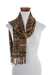 Cotton scarf, 'Sunny Forest Rose' - Green-Yellow-Peach Handwoven Cotton Scarf from Guatemala (image 2a) thumbail