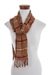 Cotton scarf, 'Marigold Flames and Ash' - Orange-Espresso-Flame Handwoven Cotton Scarf from Guatemala (image 2a) thumbail
