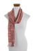 Cotton scarf, 'Marigold Fuchsia Honey' - Orange-Brown-Fuchsia Handwoven Cotton Scarf from Guatemala