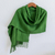 Rayon shawl, 'Bright Apple Green' - Guatemala Backstrap Handwoven Apple Green Rayon Shawl (image 2) thumbail