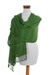 Rayon shawl, 'Bright Apple Green' - Guatemala Backstrap Handwoven Apple Green Rayon Shawl thumbail
